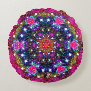 Atmospheric Stellar Kaleid Round Pillow Rund Kudde