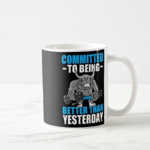 Åtog sig att vara bättre Gym Funny Bodybuilding Kaffemugg