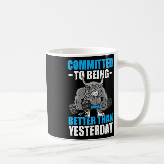 Åtog sig att vara bättre Gym Funny Bodybuilding Kaffemugg (Höger)