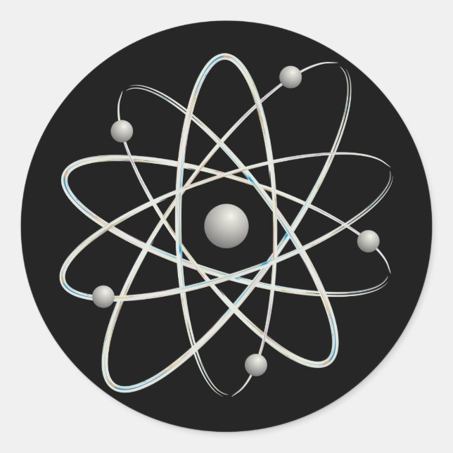 Atom (007) - Stickers Runt Klistermärke (Framsida)