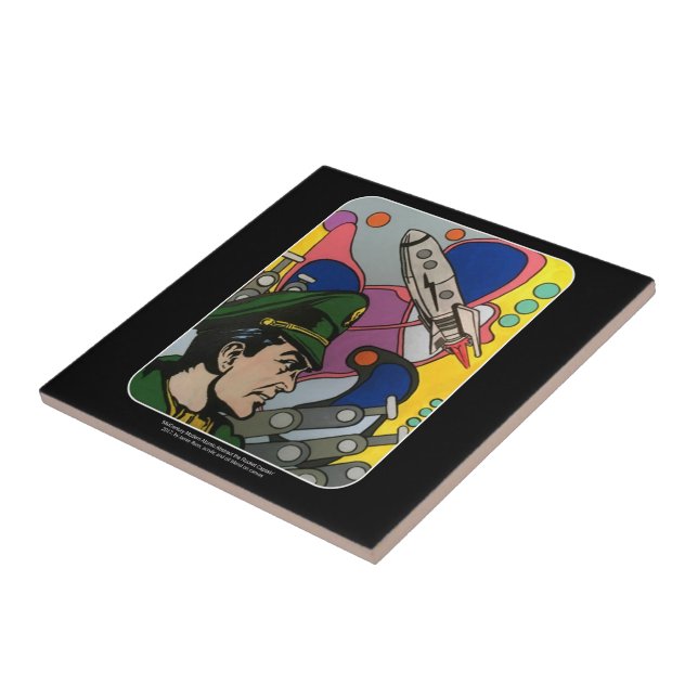 Atom- abstrakt raketkaptenmålningen på a kakelplatta (Sidan)