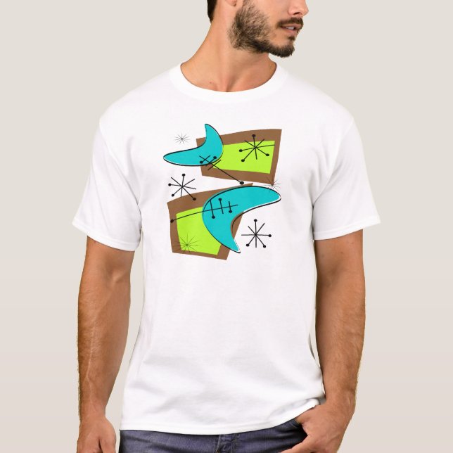 Atom- Era inspirerad bumerangdesign T-shirt (Framsida)