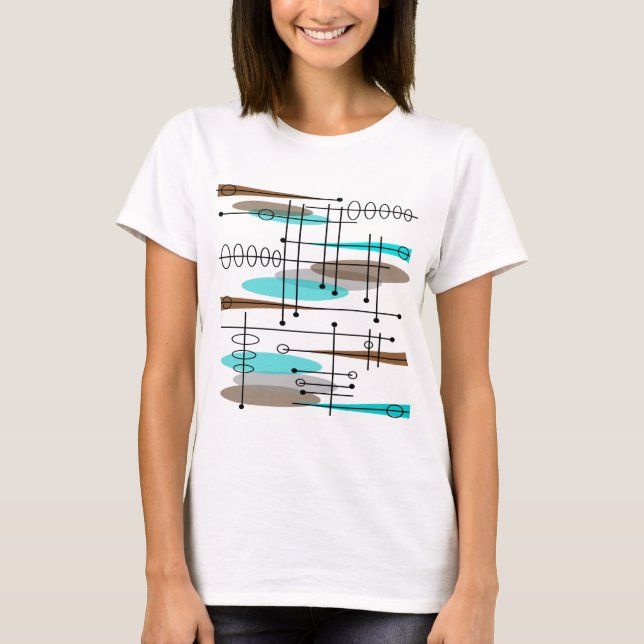 Atom- Era inspirerad Mitt--Århundrade design 13 T Shirt (Framsida)