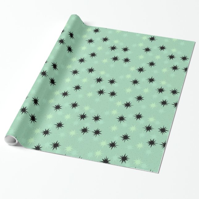 Atom- Jade och Mint Starbursts som slår in papper Presentpapper (Utrullad)