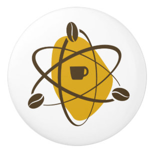 Atom- kaffebönor i guld- enhetshandtag knopp