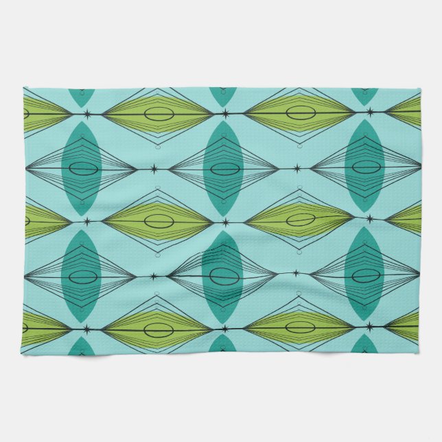 Atom- Ogee och Starbursts kökshandduk (Horisontell)