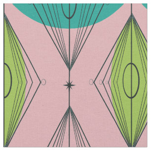 Atom- rosa Ogee & Starburst bomullstyg Tyg