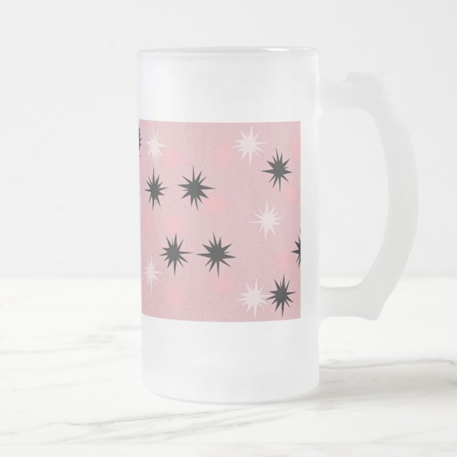 Atom- rosa Starbursts frostad Glass mugg (Höger)