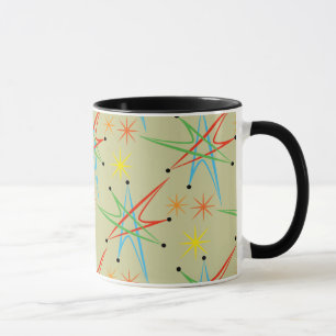 Atom- Starburst Retro mångfärgat mönster Mugg