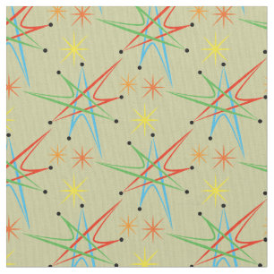 Atom- Starburst Retro mångfärgat mönster Tyg