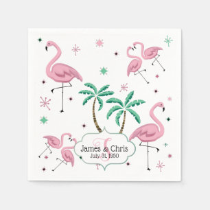 Atom- stilMonogram för Flamingos och för palmtr Pappersservett