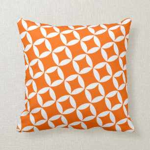 Atom- stjärnamönster för Retro stil i orange Kudde