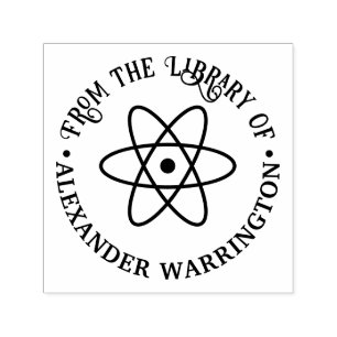 Atom Symbol #1 "Från bibliotek av" Bok Namn Självfärgande Stämpel