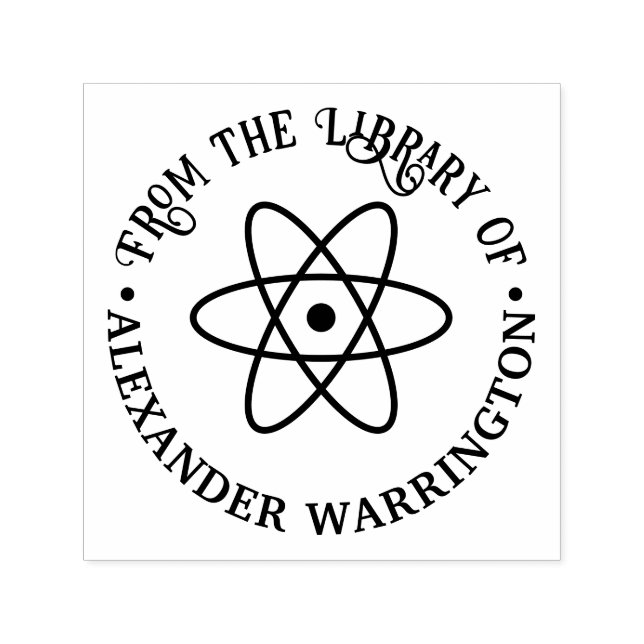 Atom Symbol #1 "Från bibliotek av" Bok Namn Självfärgande Stämpel (Design)