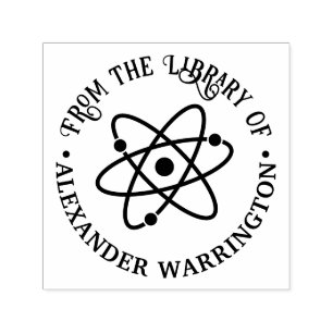 Atom Symbol #2 "Från bibliotek av" Bok Namn Självfärgande Stämpel