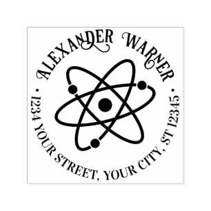 Atom Symbol #2 Namn Returadress Självfärgande Stämpel