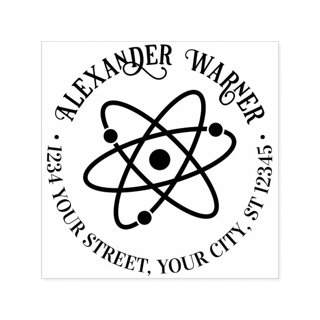 Atom Symbol #2 Namn Returadress Självfärgande Stämpel (Design)