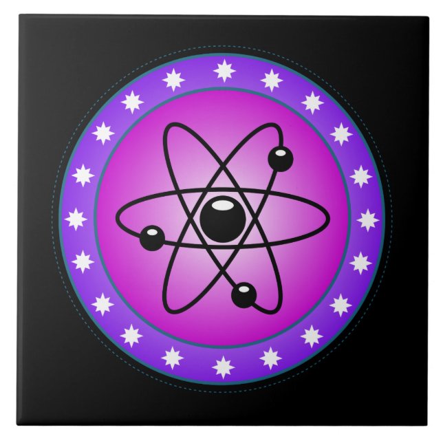 Atom Symbol på en Rosa bakgrund Kakelplatta (Framsidan)