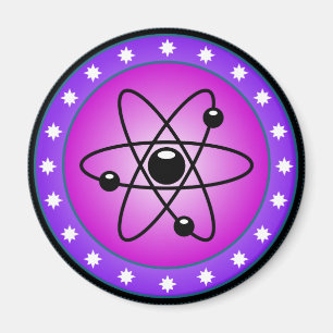 Atom Symbol på en Rosa bakgrund Magnet