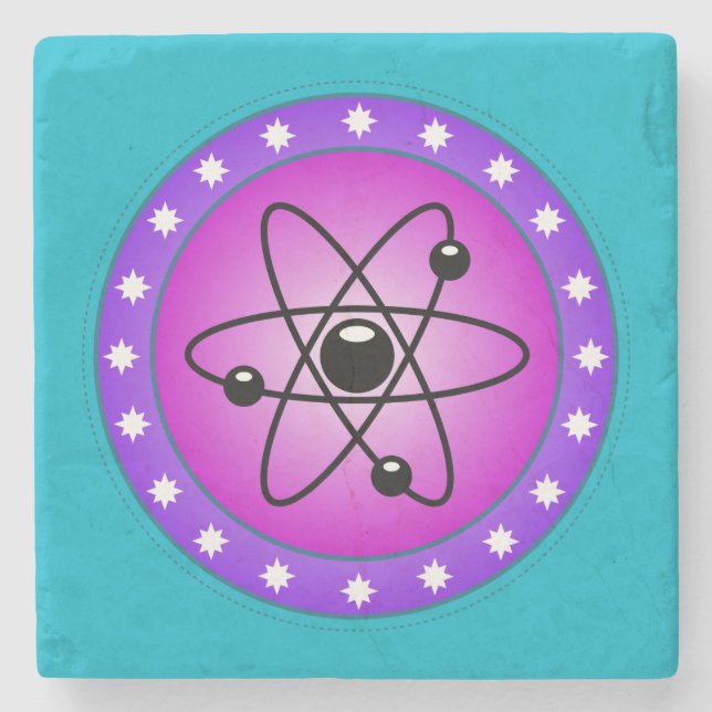 Atom Symbol på en Rosa bakgrund Underlägg Sten (Framsidan)