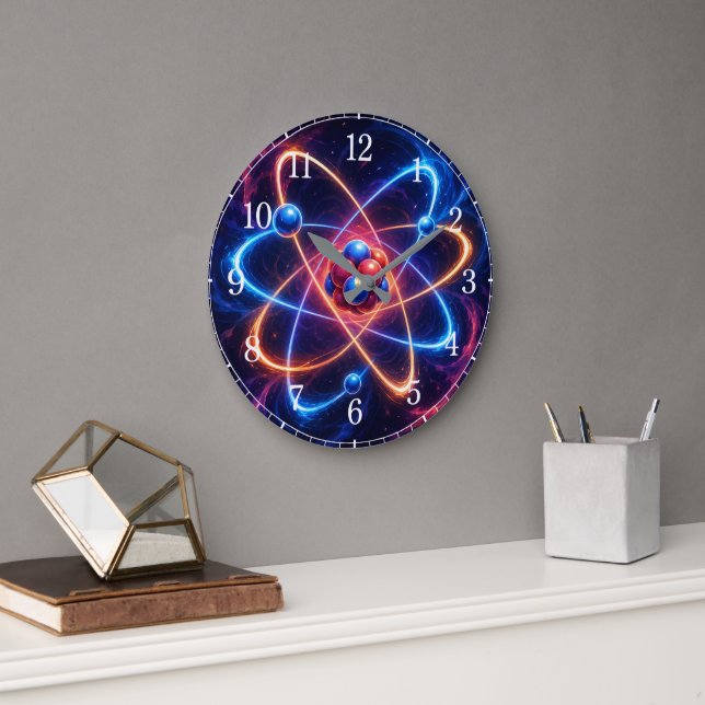 Atom Wall Clock — Science-Inspired Design Stor Klocka (Kontor)