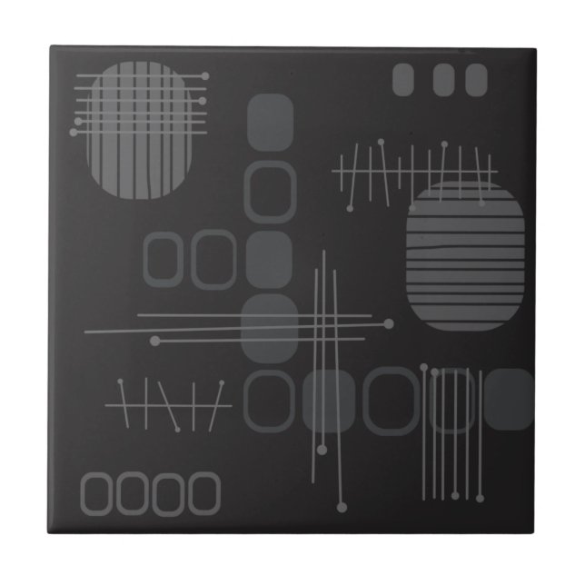 AtomAbstrakt Barkcloth Black Kakelplatta (Framsidan)