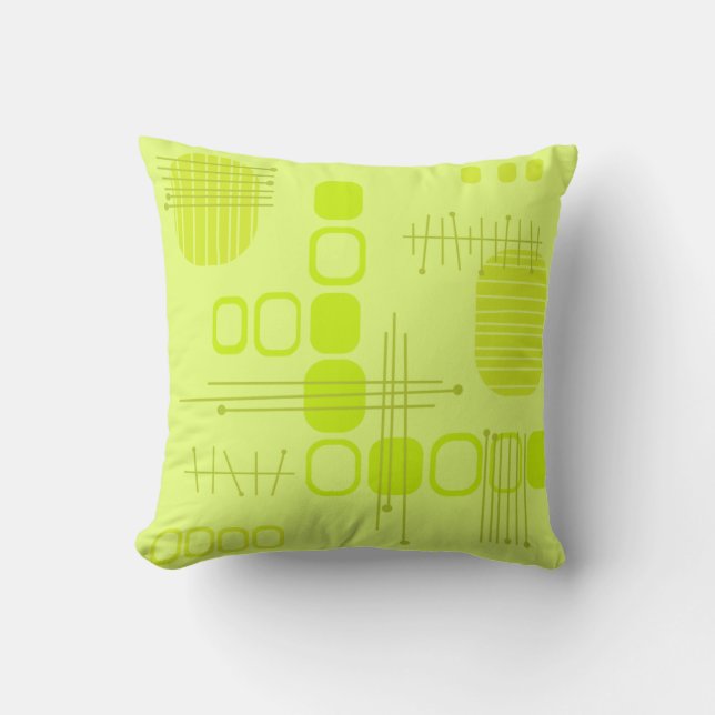 AtomAbstrakt Barkcloth Chartreuse Kudde (Framsida)