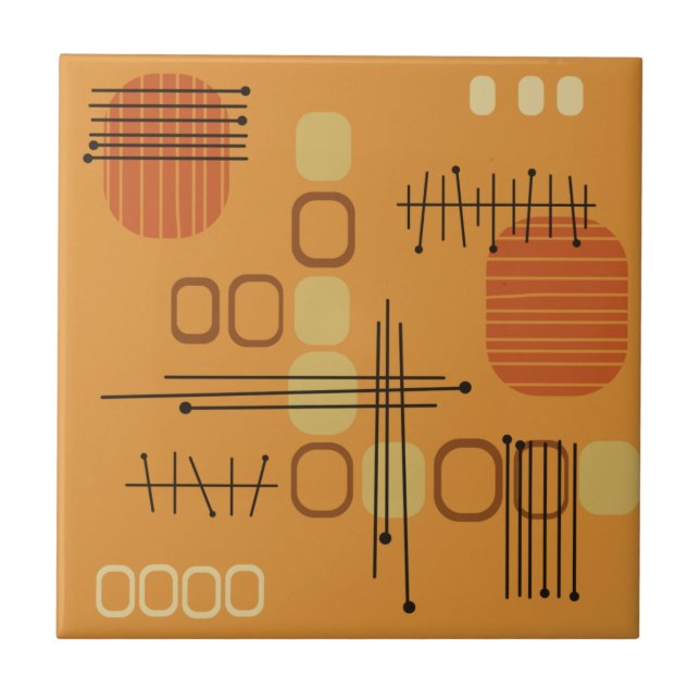 AtomAbstrakt Barkcloth Ochre Kakelplatta (Framsidan)