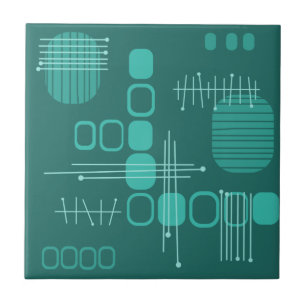AtomAbstrakt Barkcloth Teal Kakelplatta