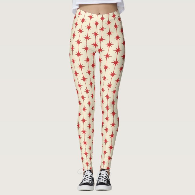 Atomålder 50-årsjubileum - Retro Red och Cream Leggings (Framsida)