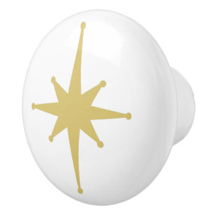 Atomålder Retro 50s Starburst Single i Mustard Knopp