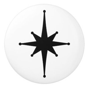 Atomålder Retro 50s Starburst Single in Black Knopp