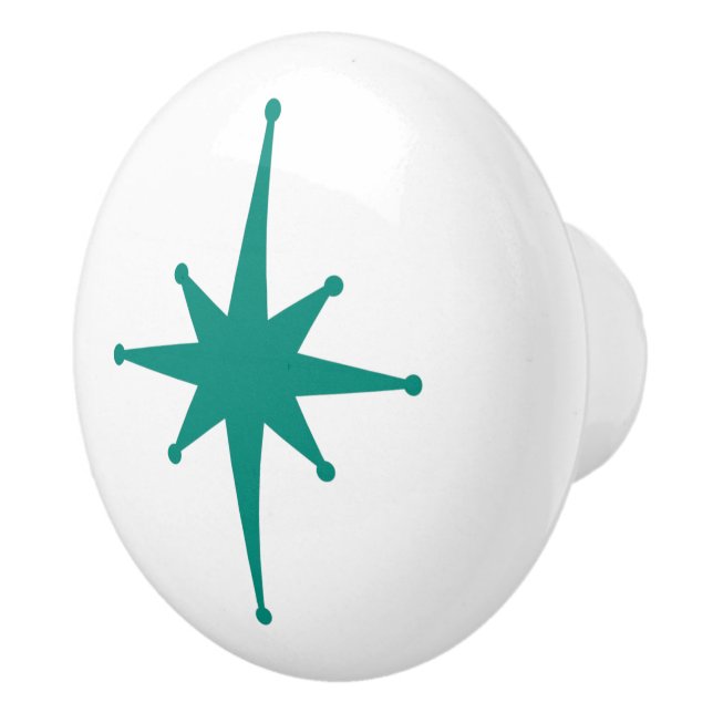 Atomålder Retro 50s Starburst Single in Teal Knopp (Höger)