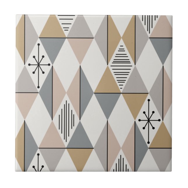 Atomåldern Art Diamonds Silver Guld Kakelplatta (Framsidan)