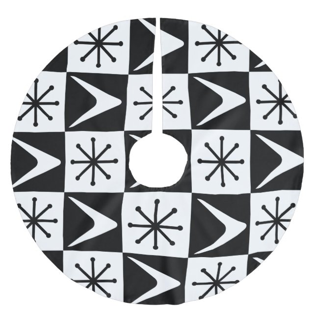 Atomåldern Kontrollerade bommarisangs Black White Julgransmatta Borstad Polyester (Framsidan)