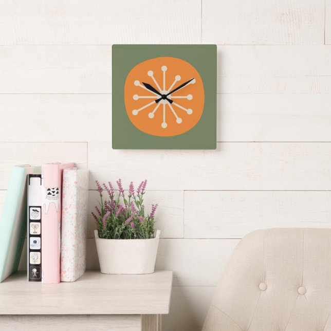 Atomåldern Mid Century Modern Retro Fyrkantig Klocka (Läsesal)