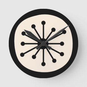 Atomåldern Mid Century Modern Rolig Minimalistisk Rund Klocka