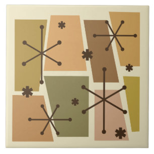 Atomåldern Pop Art Brown Kakelplatta
