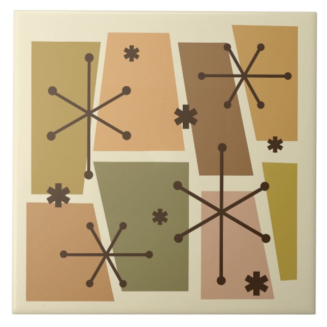Atomåldern Pop Art Brown Kakelplatta (Framsidan)