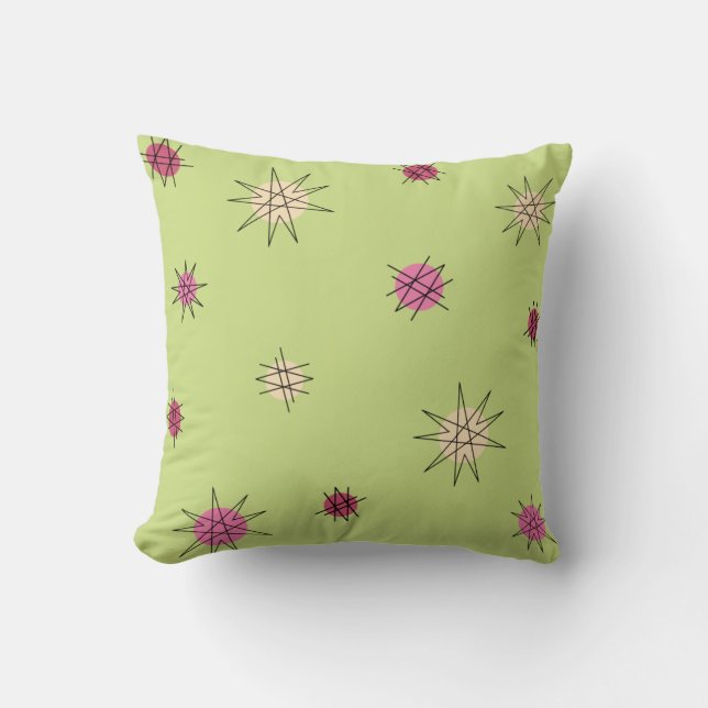 Atomåldern Starburst Planets Lime Green Kudde (Framsida)