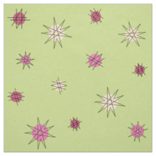 Atomåldern Starburst Planets Lime Green Tyg