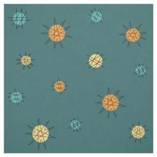 Atomåldern Starburst Planets Teal Tyg