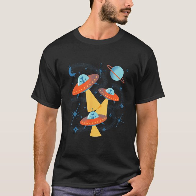 Atomålderskadets katter i Retro Flies Sauce T Shirt (Framsida)