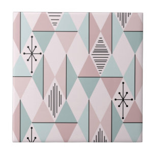 Atomålsgrafik Diamonds Pastel Rosa Grönt Kakelplatta
