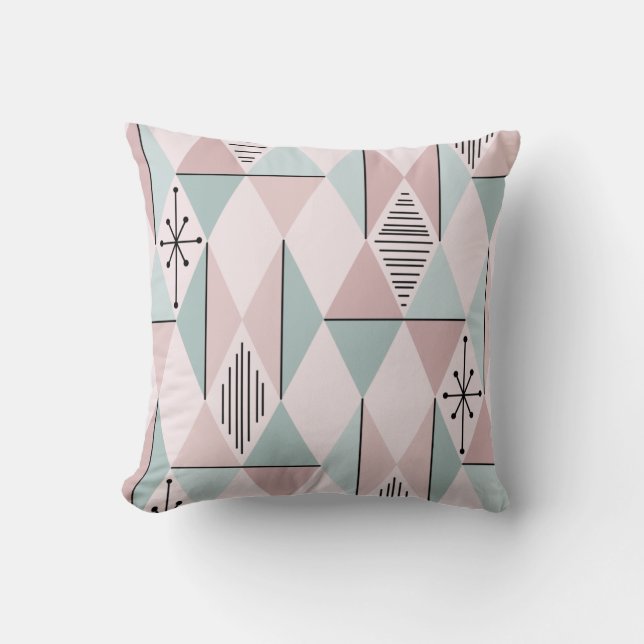 Atomålsgrafik Diamonds Pastel Rosa Grönt Kudde (Framsida)