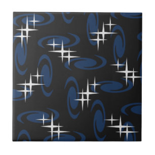 Atomålspiglar Stars Mönster Black Navy Blue Kakelplatta