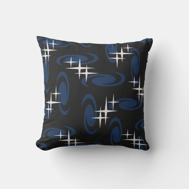 Atomålspiglar Stars Mönster Black Navy Blue Kudde (Framsida)