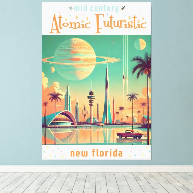Atomär Futuristisk Ny Florida Canvastryck (Insitu (trägolv))
