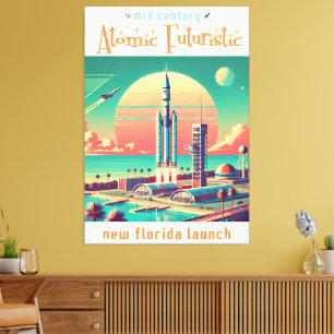 Atomär Futuristisk Ny Florida-Startplats Canvastryck