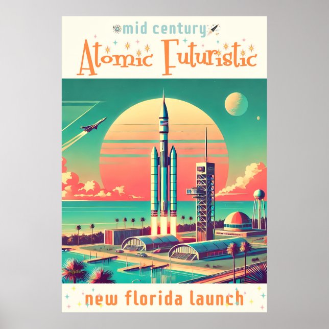 Atomär Futuristisk Ny Florida-Startplats Poster (Framsidan)